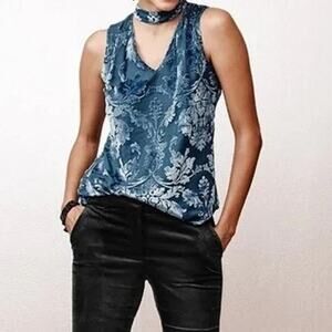 White House Black Market Blouse Salma Velvet Burnout Top Sz 4